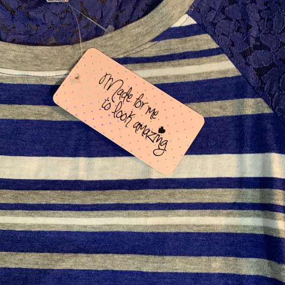 Short Sleeve Striped Top Sz XL Juniors Sz XL NWT - Picture 3 of 3